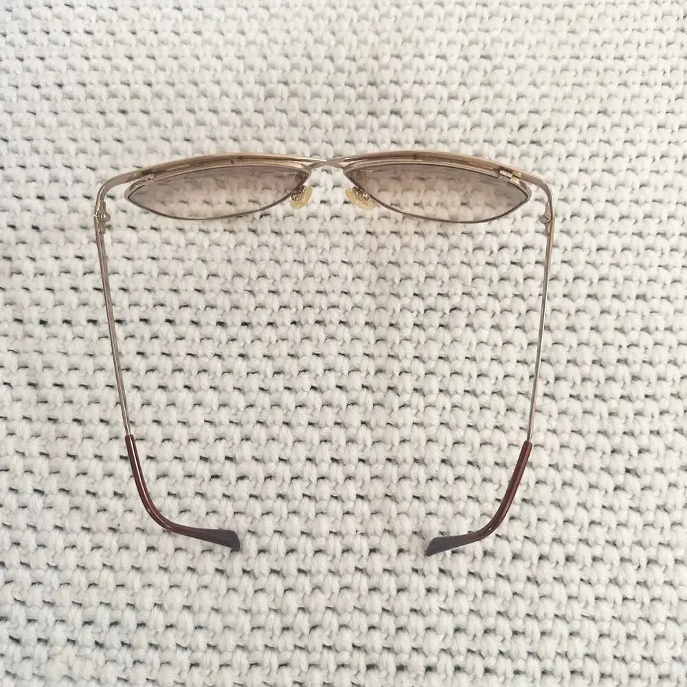 Laura Biagiotti Vintage 80s Gold Aviator Sunglasses ONLY Criss Cross Frame Glam